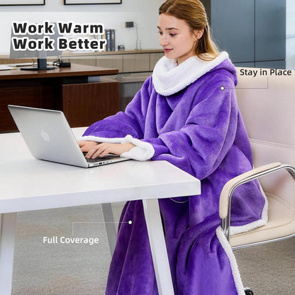 IFNOW Sherpa Wearable Blanket with Sleeves for Women Men Adults, Christmas Birthday Gifts for Women Mom Wife, Cozy Wearable Blanket with Arm and Pocket, Warm Full Body TV Wrap Throw Blanket, Grey