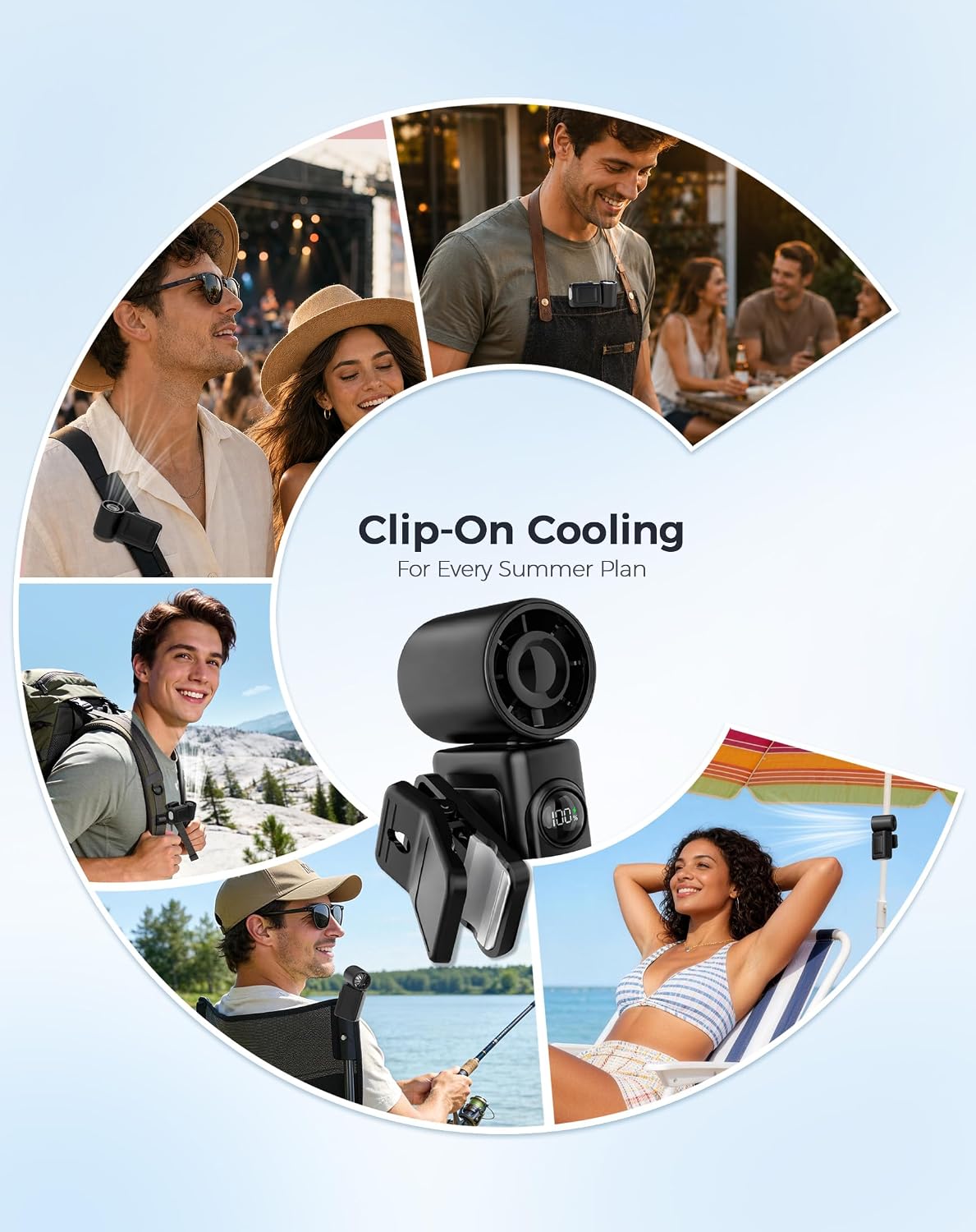 Hotsales Clip-On Portable Fan for Strollers, Handheld Turbo Fan for Travel