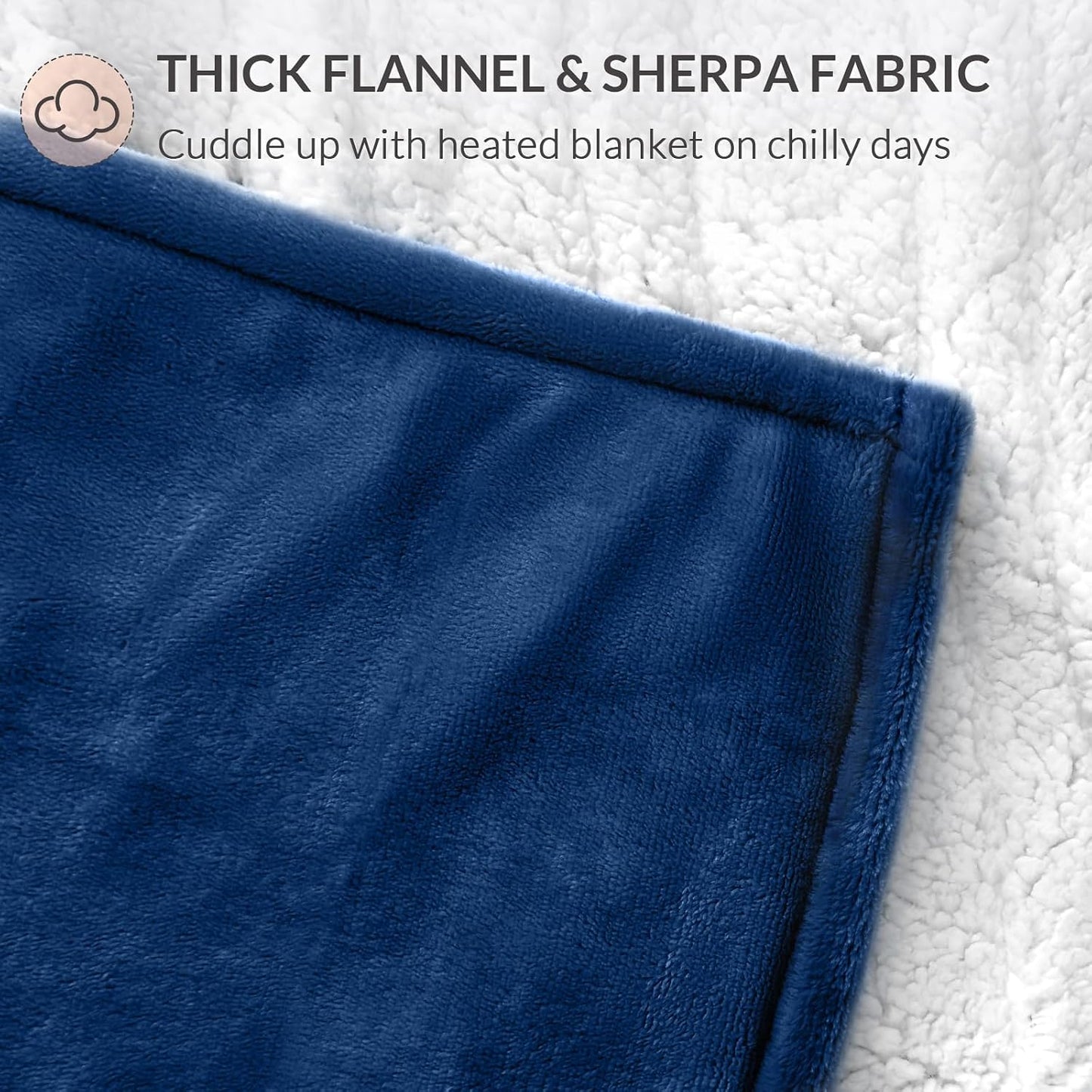 HOMLYNS LuxeHeat Heated Blanket Electric Blanket, Soft Flannel Sherpa Heated Throw, Heating Blanket with 5 Heat Settings, 3 hrs Timer Auto Shut Off (50x60 inches, Purple), Only for 120V Voltage Use