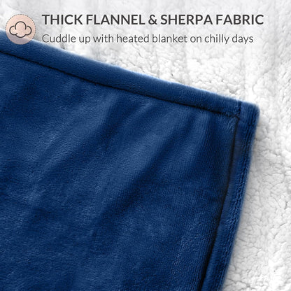 HOMLYNS LuxeHeat Heated Blanket Electric Blanket, Soft Flannel Sherpa Heated Throw, Heating Blanket with 5 Heat Settings, 3 hrs Timer Auto Shut Off (50x60 inches, Purple), Only for 120V Voltage Use
