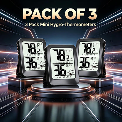 3 Pack Room Thermometer Indoor Hygrometer Digital Mini Humidity Meter Gauge with Temperature and Humidity Monitor Sensor for House, Pet, Plant, Incubator - Battery Included