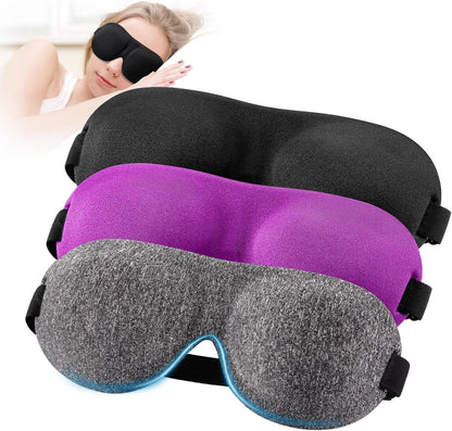 YIVIEW Sleep Mask for Back and Side Sleeper Pack of 3, 100% Light Blocking 3D Eye Masks for Sleeping, Lightweight & Breathable Eye Cover for Women Men, Zero Pressure Night Blindfold