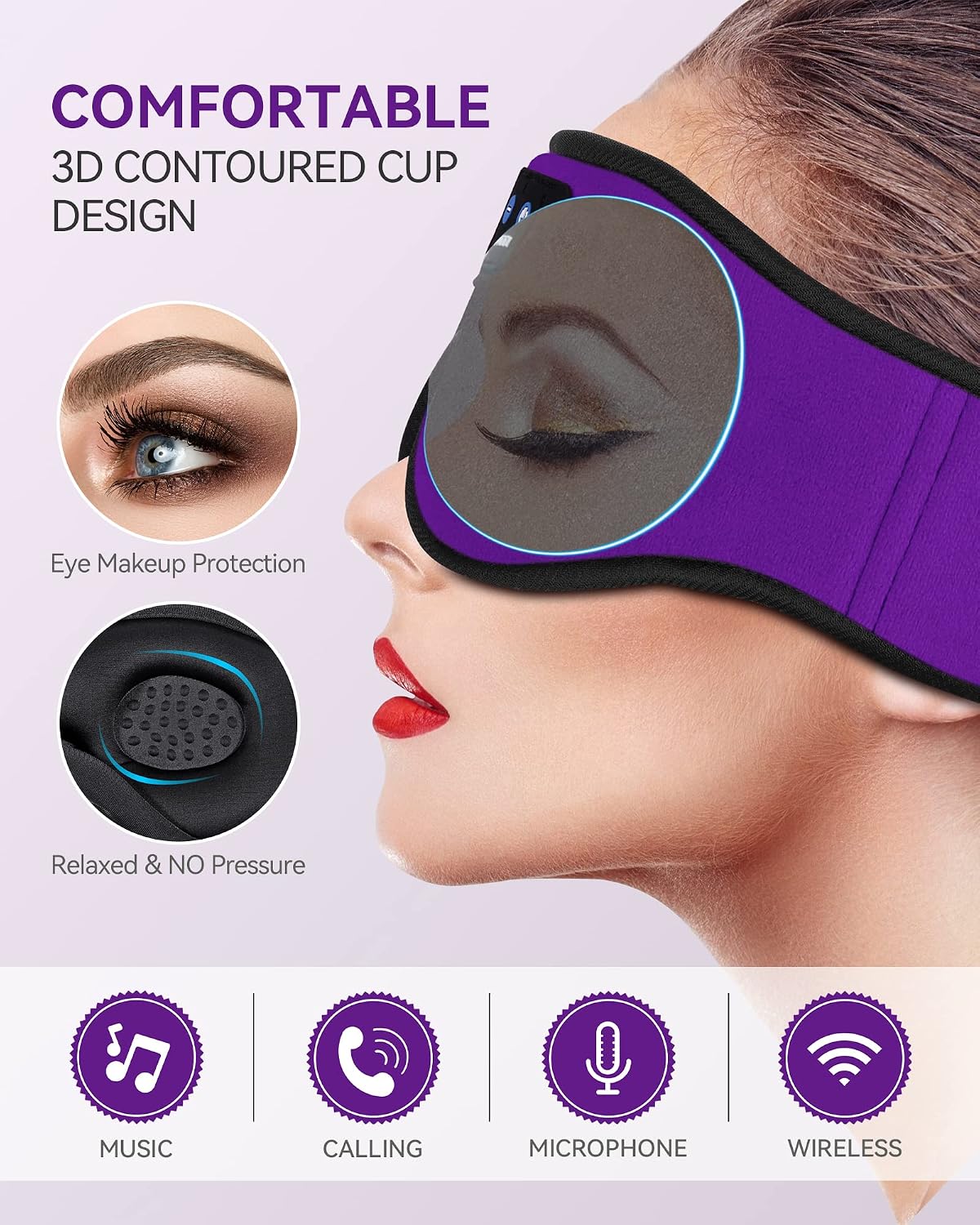 MUSICOZY Sleep Headphones, Bluetooth 5.4 Sleep Mask Headband Headphones Sleeping Eye Mask, Wireless Music Earbuds Earphones with HD Stereo Speakers for Side Sleepers, Cool Gadgets Unique Gift