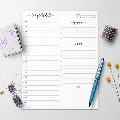 321Done Daily Schedule Notepad, 5.5x8.5 Inches, 50 Sheets, Undated