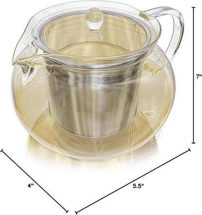 Teabloom Kyoto 2-in-1 Tea Kettle and Tea Maker – Glass Teapot with Removable Loose Tea Infuser – Tea Connoisseur's Choice