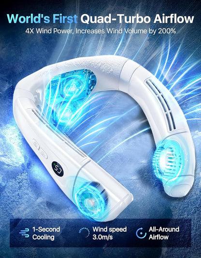 Neck Fan Air Conditioner with Large Cooling Plate, Portable Neck Fans that Blow Cold Air 360° Airflow, Wearable Personal AC Quiet Back Air Outlet 6000mAh Rechargeable,Gifts for Men Women Travel Office
