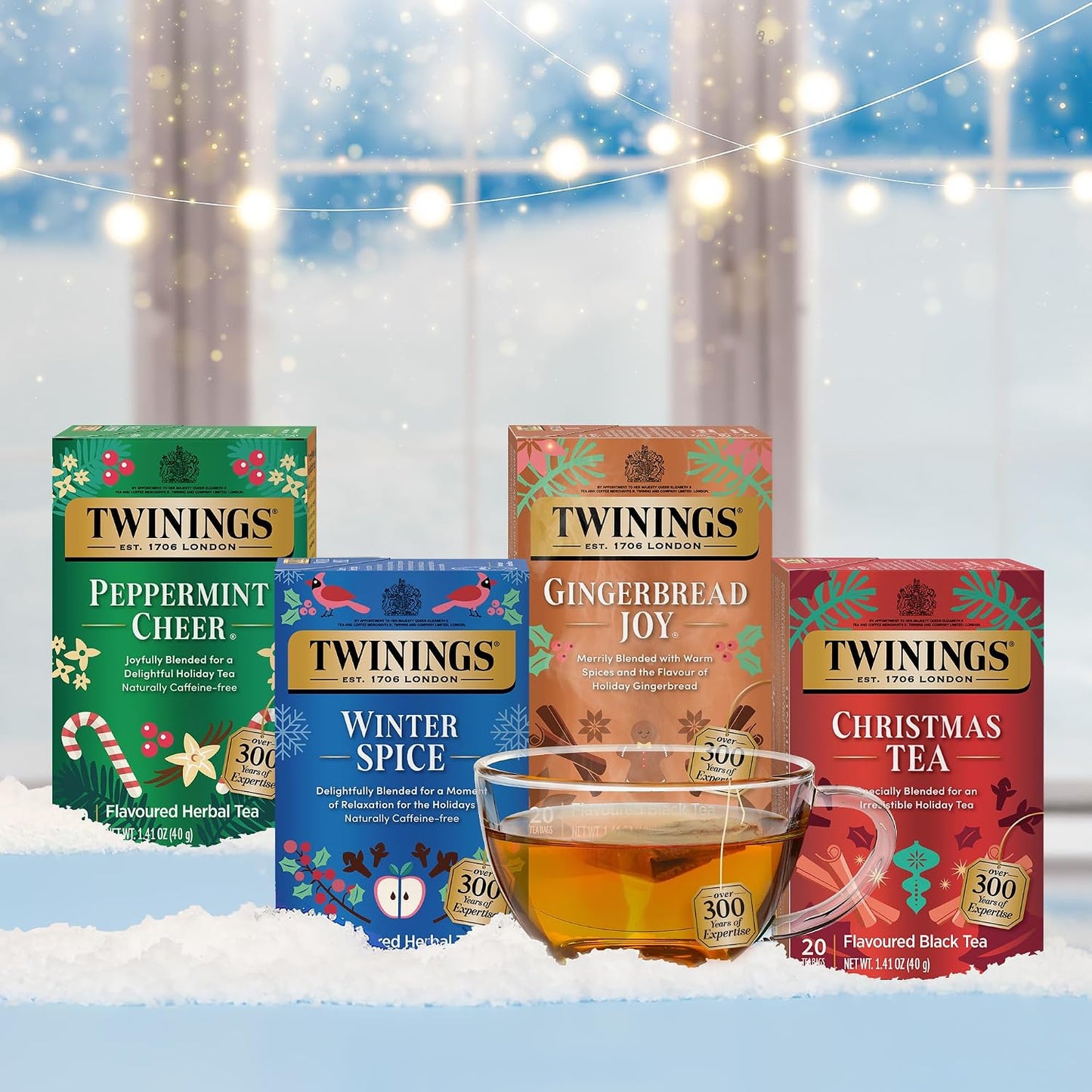 Twinings Tea Classics Collection Gift Box Variety Sampler, 48 Tea Bags (Pack of 1), Enjoy Hot or Iced, Includes Black, Herbal, Green, & Chai Teas