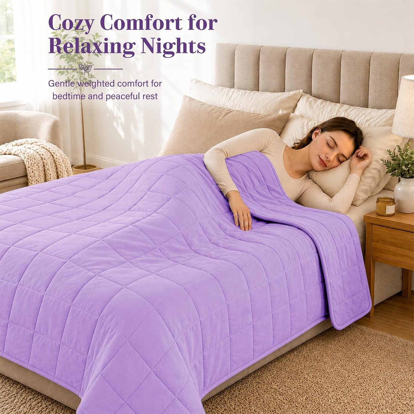 L'AGRATY Weighted Lap Pad 7lb: Small Weighted Blanket for Adults - Cooling Portable Travel Blanket for Relaxation Sleeping - Washable All-Season (29" x 24")