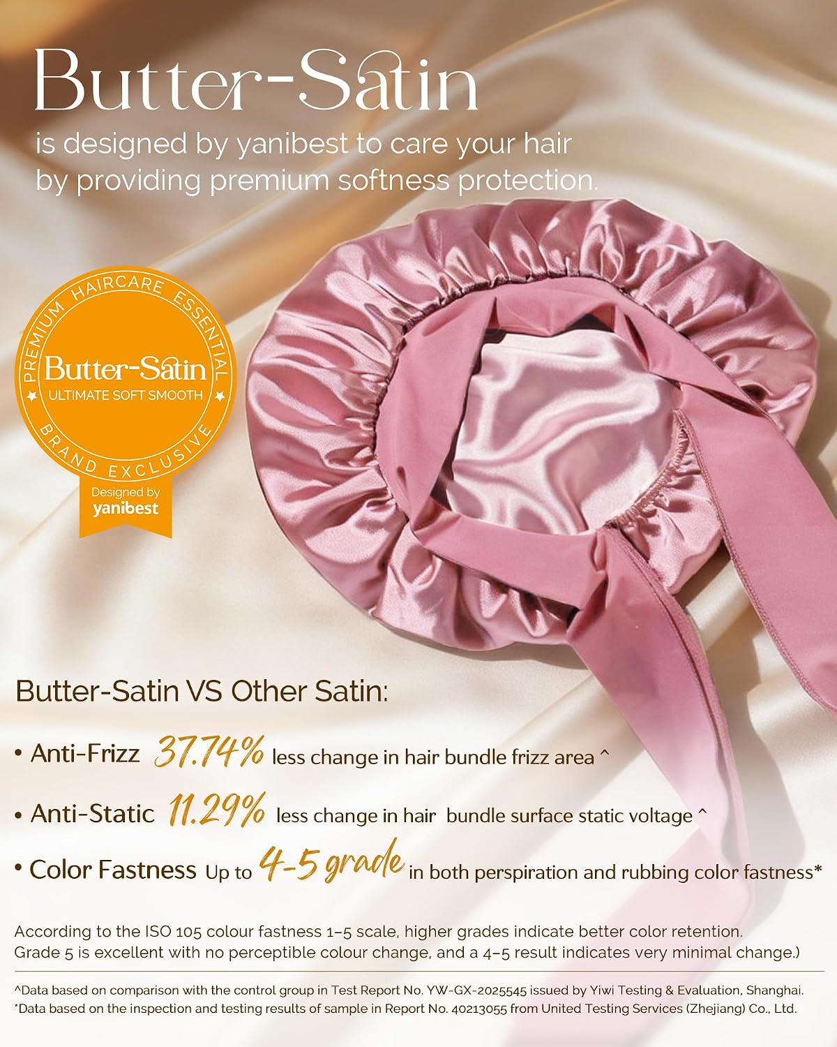 YANIBEST Adjustable Double Layer Satin Bonnet, Silk Hair Bonnet for Sleeping with Elastic Tie Curly Natural Hair Reduce frizz