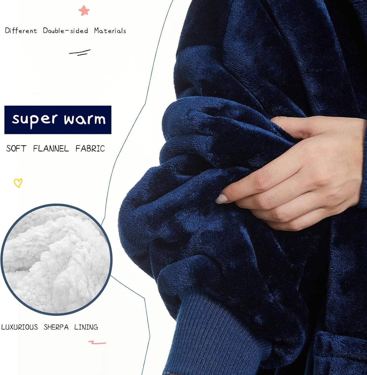 Aemilas Wearable Blanket Hoodie - Warm Sherpa Blanket Sweatshirt as Gifts for Adult Women Mom Men, One Size Fits All