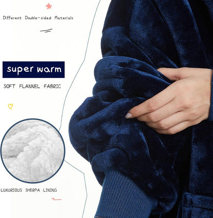 Aemilas Wearable Blanket Hoodie - Warm Sherpa Blanket Sweatshirt as Gifts for Adult Women Mom Men, One Size Fits All
