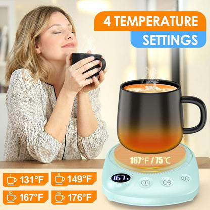 Coffee Mug Warmer - Fastest Heating & Highest Temperature, Coffee Cup Warmer for Desk Auto Shut Off, 4 Temp Settings & 1-12H Timer, Smart Electric Beverage Warmer for Coffee, Tea (Blue)