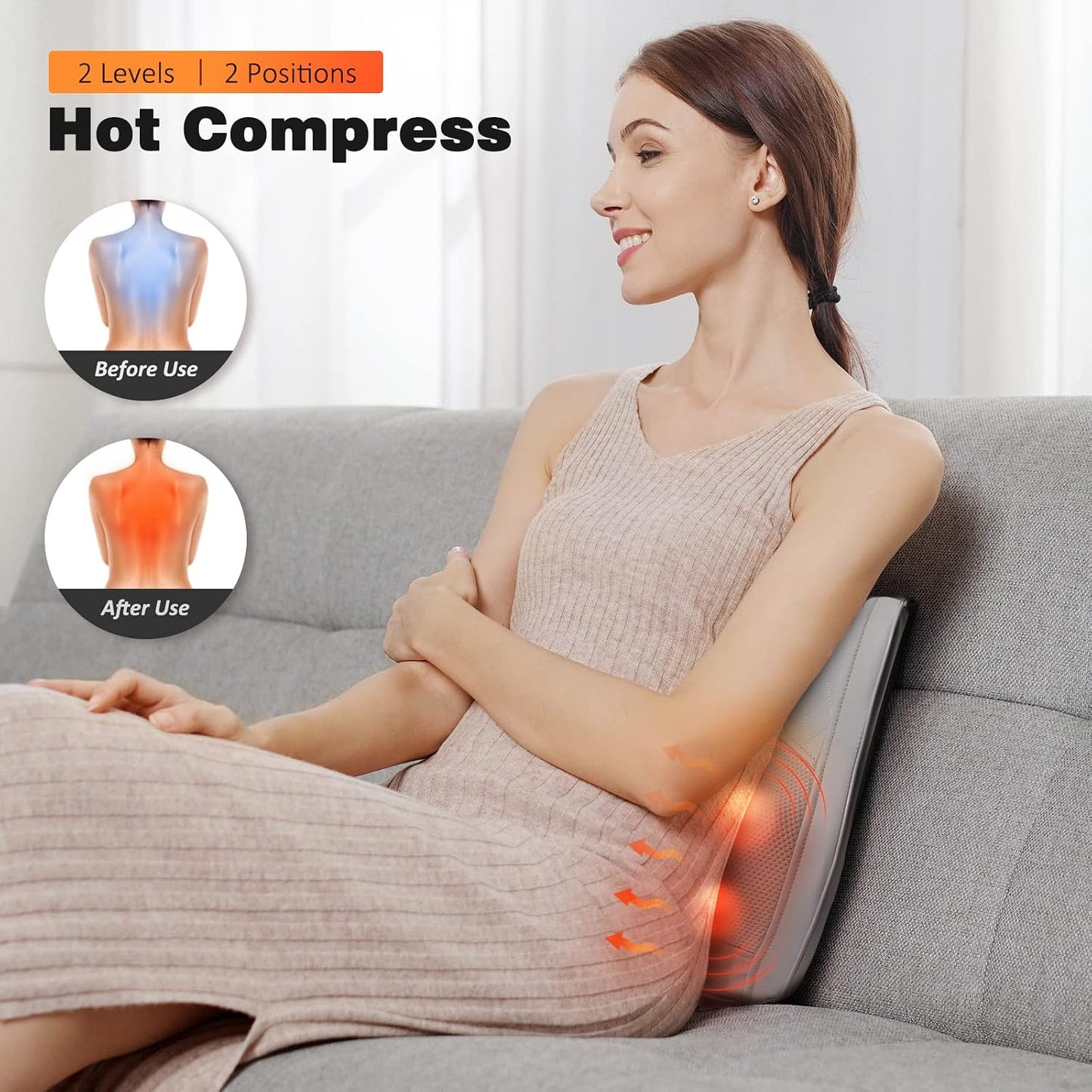 Boriwat Back Massager with Heat, 3D Kneading Massage Pillow for Back, Neck, Shoulder, Leg Pain Relief Deep Tissue, Gifts for Women Men Mom Dad