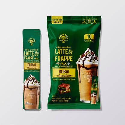 The Frozen Bean Vanilla Bean Frappe & Latte Instant Mix (10 Sticks), Made with Arabica Coffee, Double Shot Caffeine, Low Sugar & Premium Ingredients, Hot, Iced, or Blended Drinks