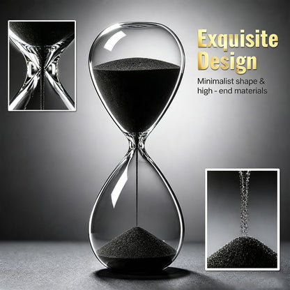 Hourglass, HoveBeaty Black Sand Timer, 15 Minute Hand-Blown Glass