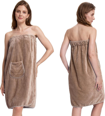 PJGGZ Towel Wrap for Women, Adjustable Button Quick Dry Absorbent Bath Wrap