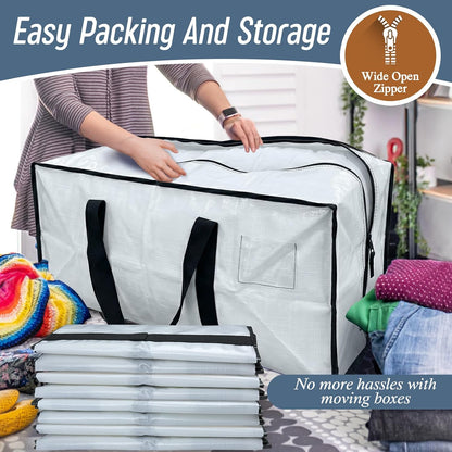 Extra Heavy Duty Large Moving Bags with Strong Zipper, Dark Blue