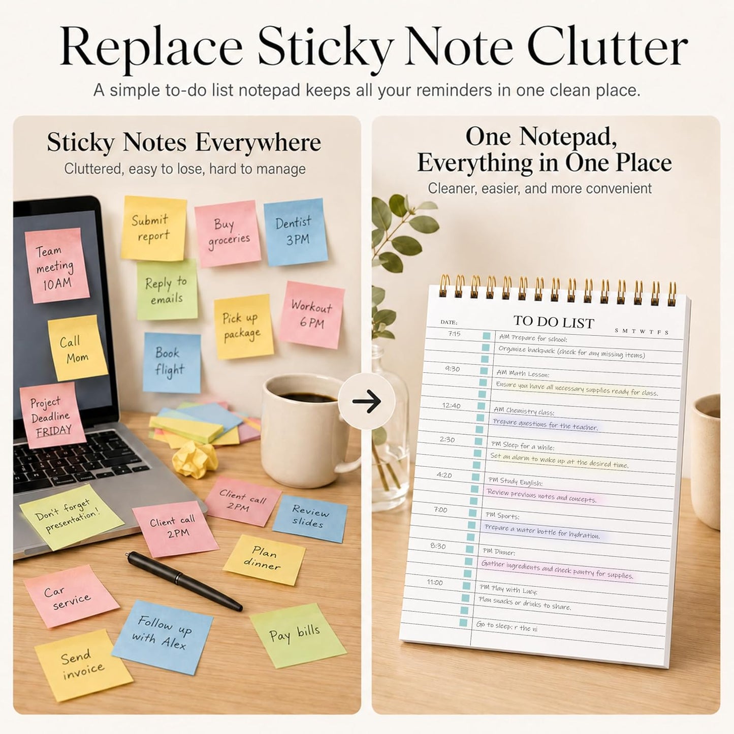 To Do List Notepad 3 Pack, Undated Daily Planner Notepad With To Do List Notebook Checklist Planner Spiral Waterproof Notepad for Office Supplies, School Planner, 52 Sheets/Pack, 5.5"*8.3" A5 Size