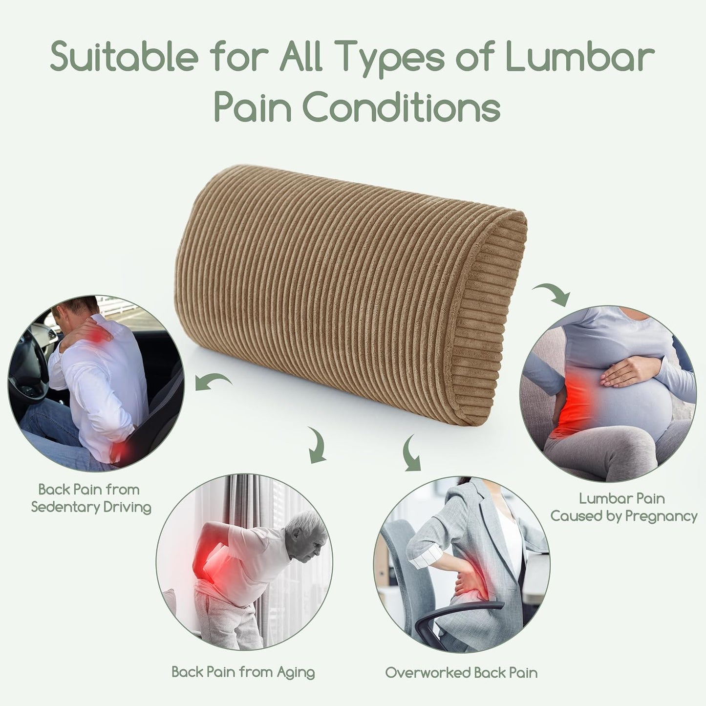 HIGOGOGO Lumbar Support Pillow for Recliner Chair/Accent Chair/Couch, Memory Foam Back Support Cushion for Elderly, Recliner Cushions for Back Rest, Pain Relief, Reading, Washable Cover, Dark Grey
