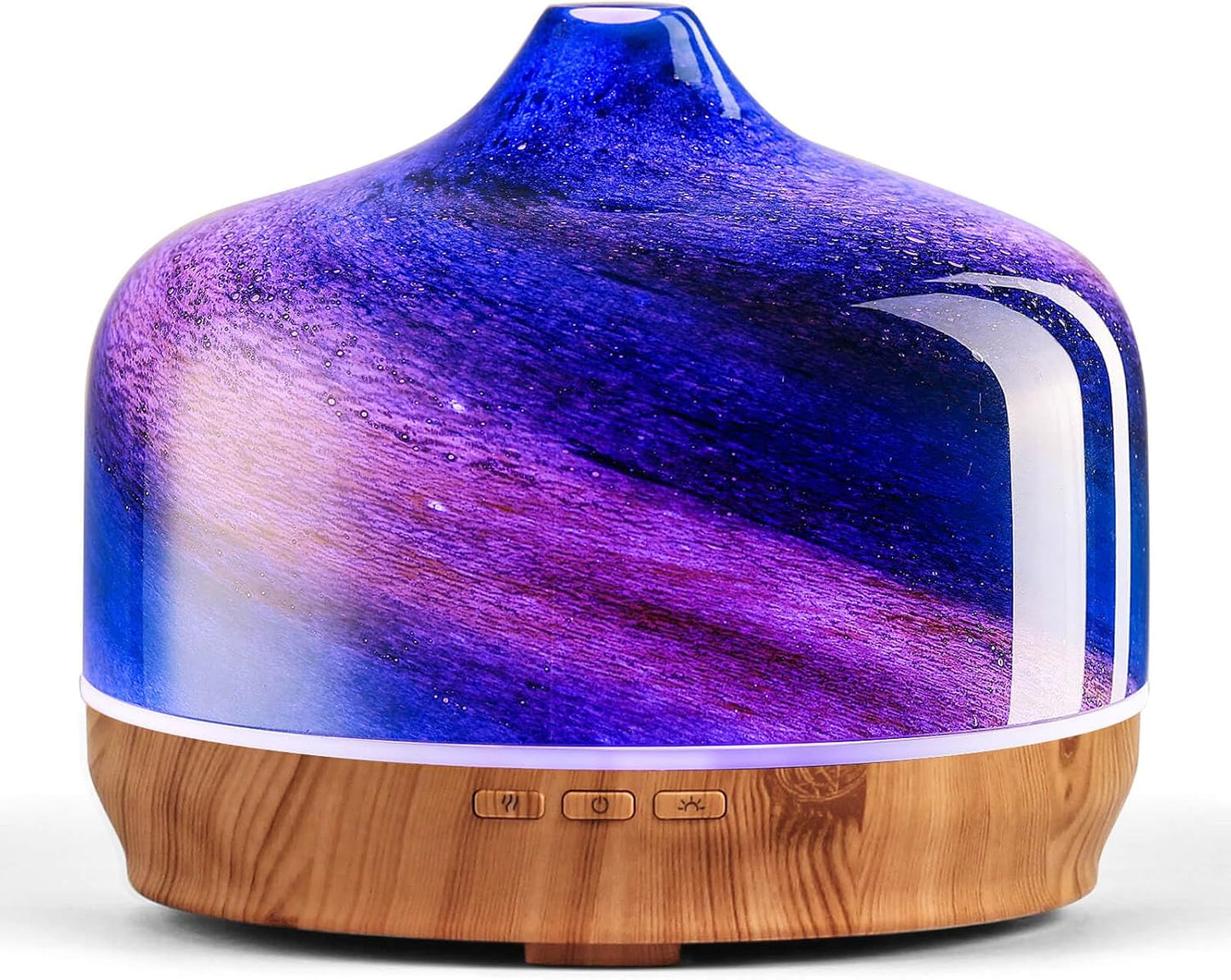 Porseme 500ml Glass Essential Oil Diffuser Aromatherapy Ultrasonic Cool Mist Humidifier 15-21 Running Hours Waterless Auto-Off Air Diffusers for Sleeping Yoga Working Spa(Light Blue)