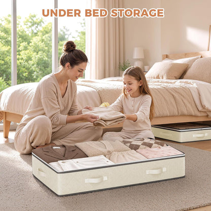 Budding Joy 95L Under Bed Storage Containers, 4 Pack Closet Organizers Grey