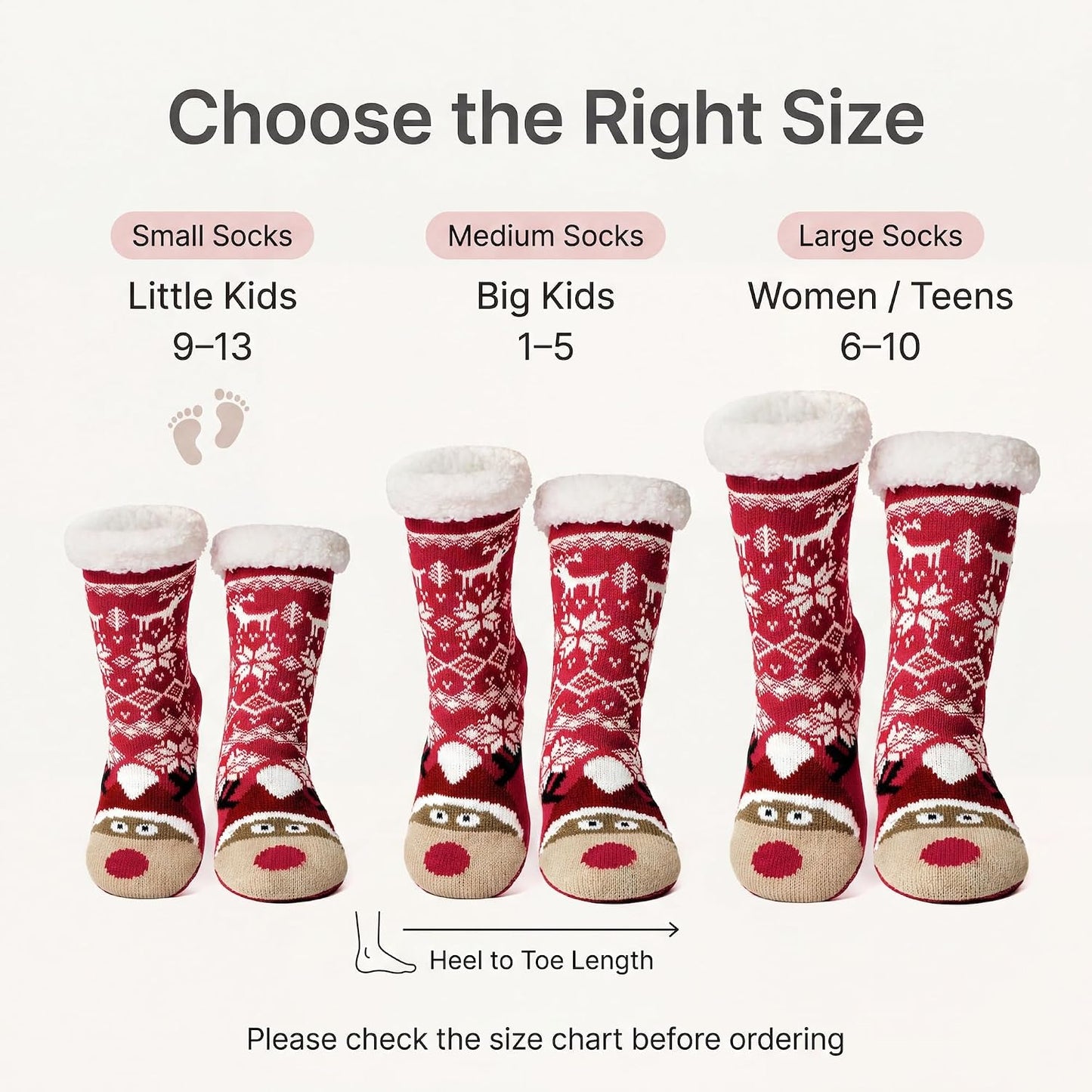 cosyone1997 Fuzzy Slipper Socks for Women Kids with Grips, Cute Animal Sherpa Lined Non-Slip Cozy Winter Socks Gifts