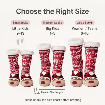 cosyone1997 Fuzzy Slipper Socks for Women Kids with Grips, Cute Animal Sherpa Lined Non-Slip Cozy Winter Socks Gifts