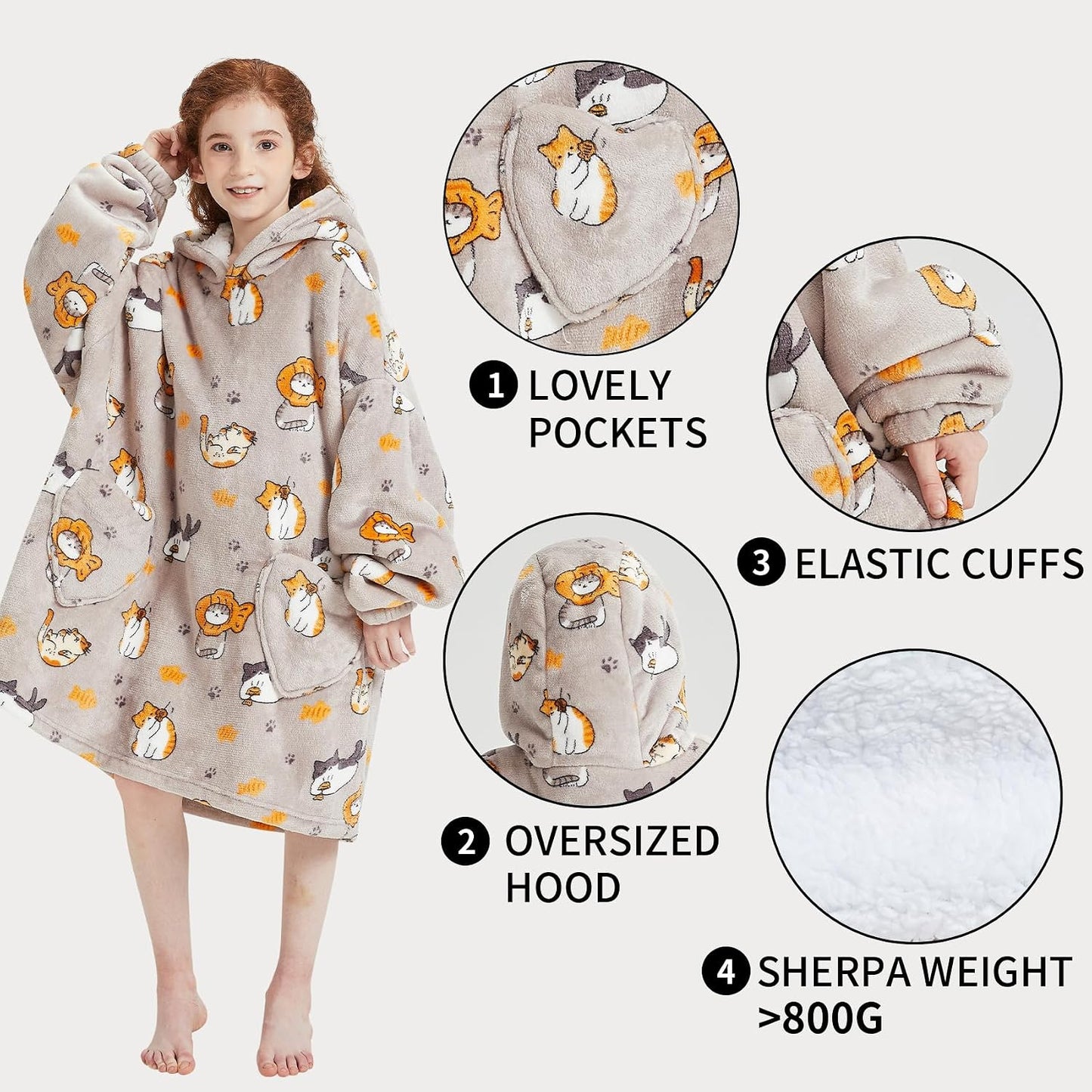 Fiosnow Glow in the Dark Unicorn Blanket Hoodies for Kids 6-13YR Oversize Wearable Blanket Hoodies for Boys Girls Teens