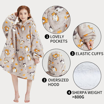 Fiosnow Glow in the Dark Unicorn Blanket Hoodies for Kids 6-13YR Oversize Wearable Blanket Hoodies for Boys Girls Teens