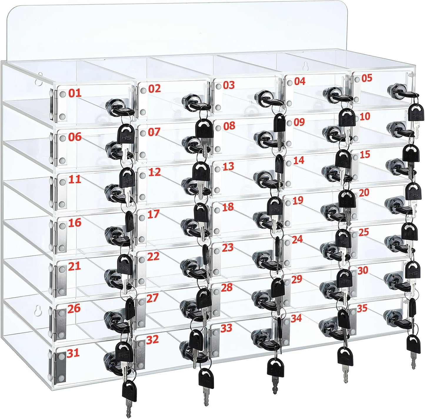 Threan 12 Slot Cell Phone Storage Box, Acrylic Clear Cell Phone Storage Cabinet Wall Mounted with Door, Locks and Keys for Office School Factory