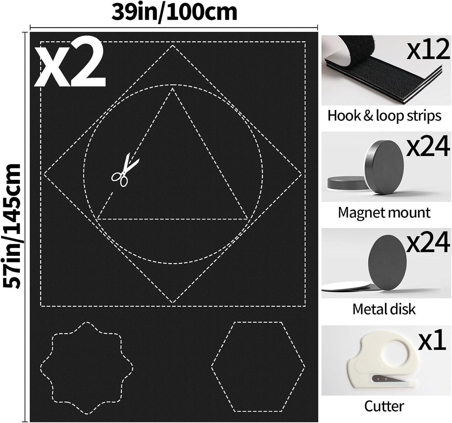 BKSAI 100% Blackout Curtains for Bedroom, Magnetic Portable Blackout Shades for Travel, Black Out Window Cover No Drill Cuttable for Bedroom, Nursery, Media Room, RV, 39x57 inch