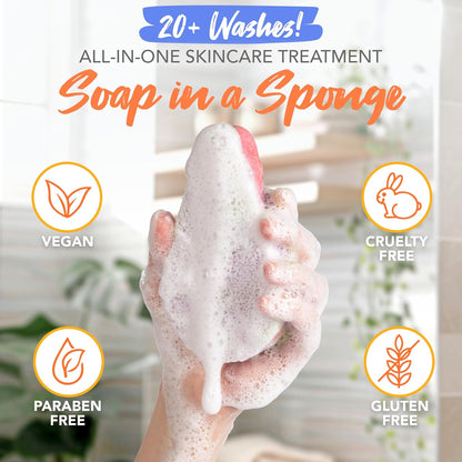 Spongeables Anti Cellulite Body Wash in a 20+ Wash Sponge, Citrus, 3 Count