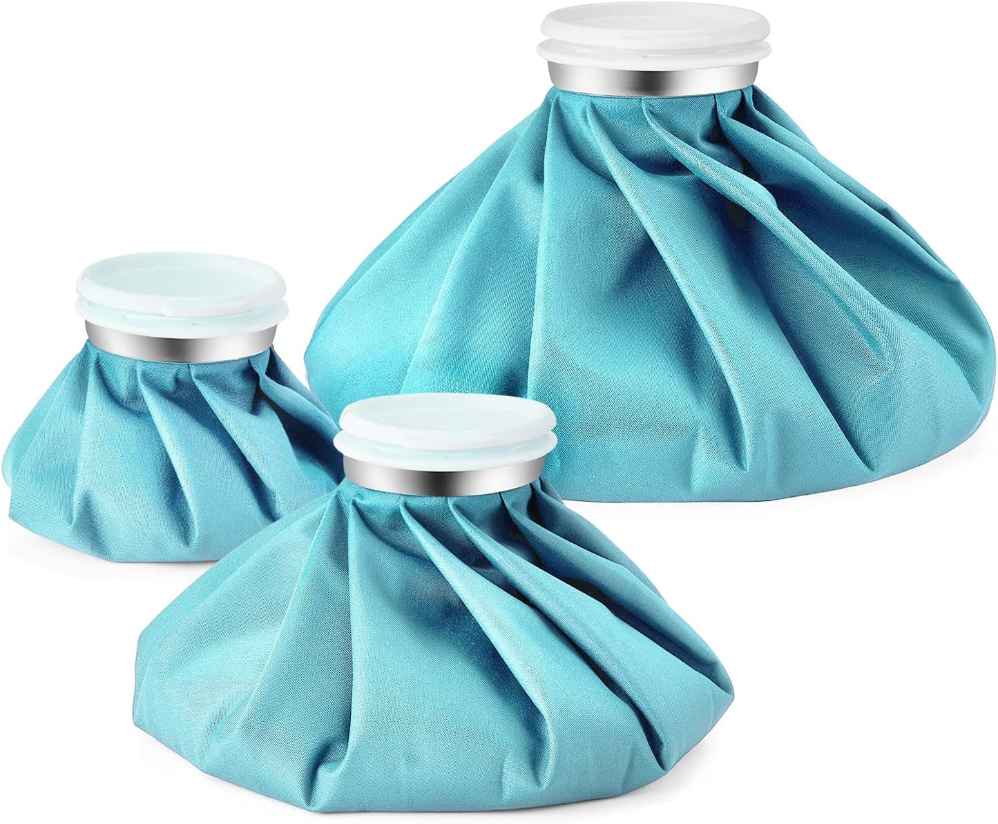 Ice Bags for Injuries Reusable: Ohuhu 3 Packs Ice Cold Packs with Wrap Ice Bag Hot Water Hot & Cold Therapy Pain Relief for Knee Leg Injury No-Leak Waterproof Ice Bags 3 Sizes 6"/9"/11", Blue