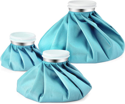 Ice Bags for Injuries Reusable: Ohuhu 3 Packs Ice Cold Packs with Wrap Ice Bag Hot Water Hot & Cold Therapy Pain Relief for Knee Leg Injury No-Leak Waterproof Ice Bags 3 Sizes 6"/9"/11", Blue