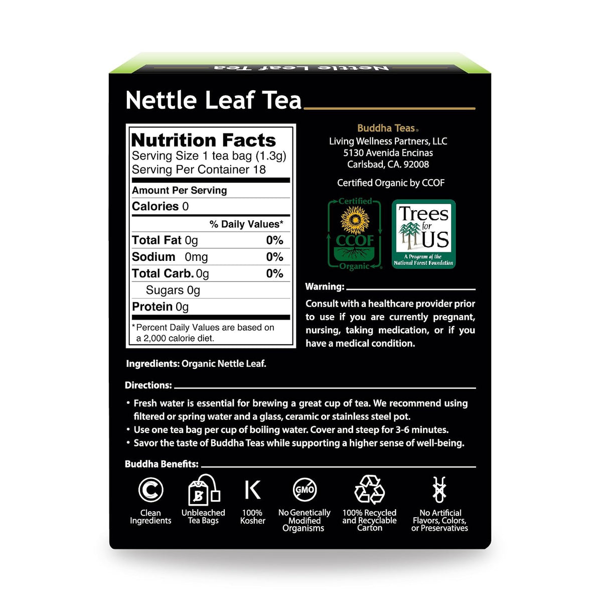 Buddha Teas Organic Nettle Leaf Tea - Herbal Tea, Caffeine Free
