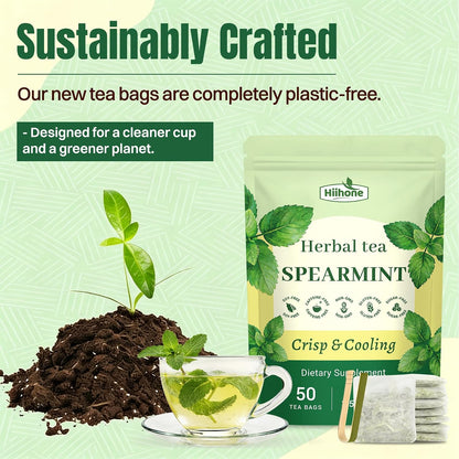 Hiihone Lemon Balm Tea Bags 20 Count – Pure & Natural Lemon Balm Tea, Caffeine-Free Herbal Tea, Calming & Soothing, Non-GMO, Fresh Citrusy Flavor
