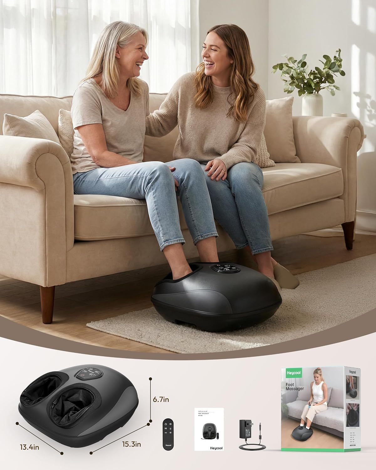 Heycool Shiatsu Foot Massager with Heat FSA Eligible HSA, Gift Men Women