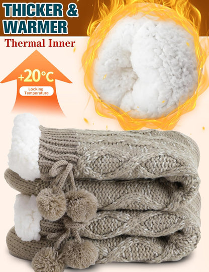 Welwoos Womens Slipper Fuzzy Grips Socks Fluffy Winter Warm Thick Thermal Cozy Plush Non Slip Cabin Soft Fleece Socks