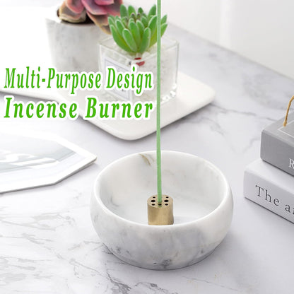 Incense Holder, Natural Marble Incense Holder for Sticks with 9 Incense Holes, Handmade Incense Stick Burner Ideal for Smudging, Decoration