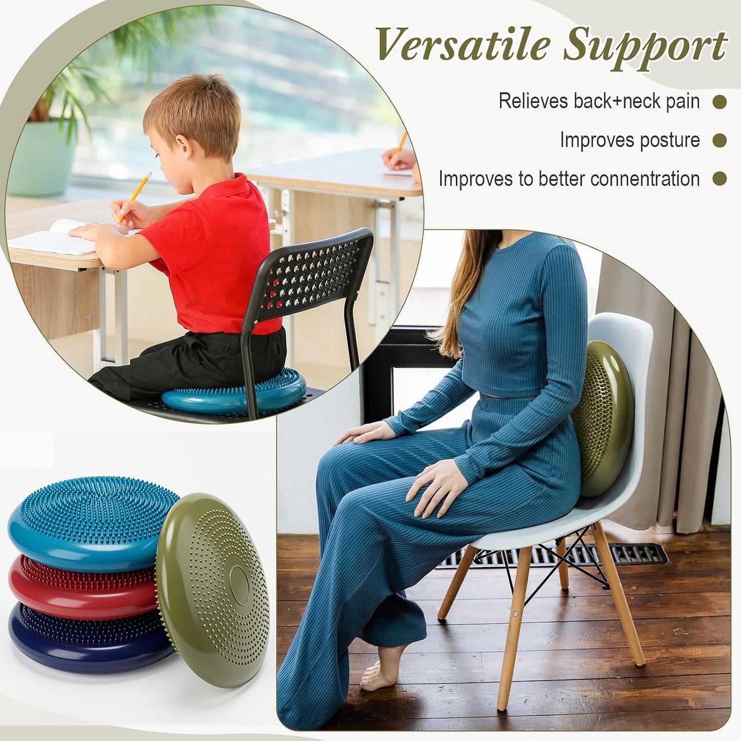 Libima 4 Pcs Wiggle Seat for Sensory Kids Inflated Wobble Cushion Sensory Seat Cloud Design Flexible Seating for Classroom Elementary Balance Disc for Kids Adult Pet Training