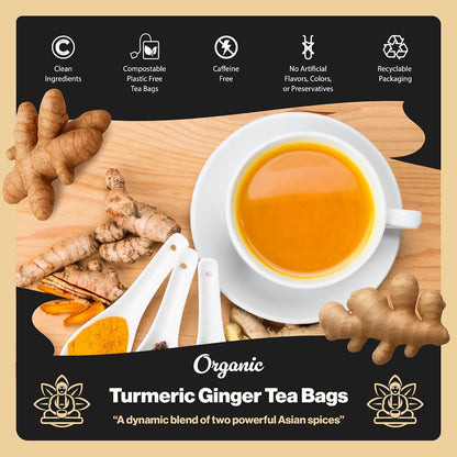 Buddha Teas Organic Turmeric Ginger Tea - Herbal Tea, Caffeine Free