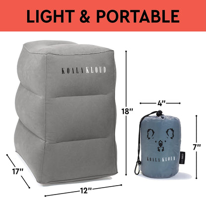 Koala Kloud 3 Height Travel Foot Rest - Gray Inflatable Foot Rest Pillow, Car Seat, Airplane Bed for Toddler Travel Essentials Kids Accessories