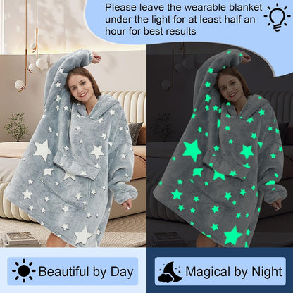Fiosnow Sun and Moon Blanket Hoodies for Women and Men Adult Oversize Wearable Blanket Hoodies for Soft and Warm