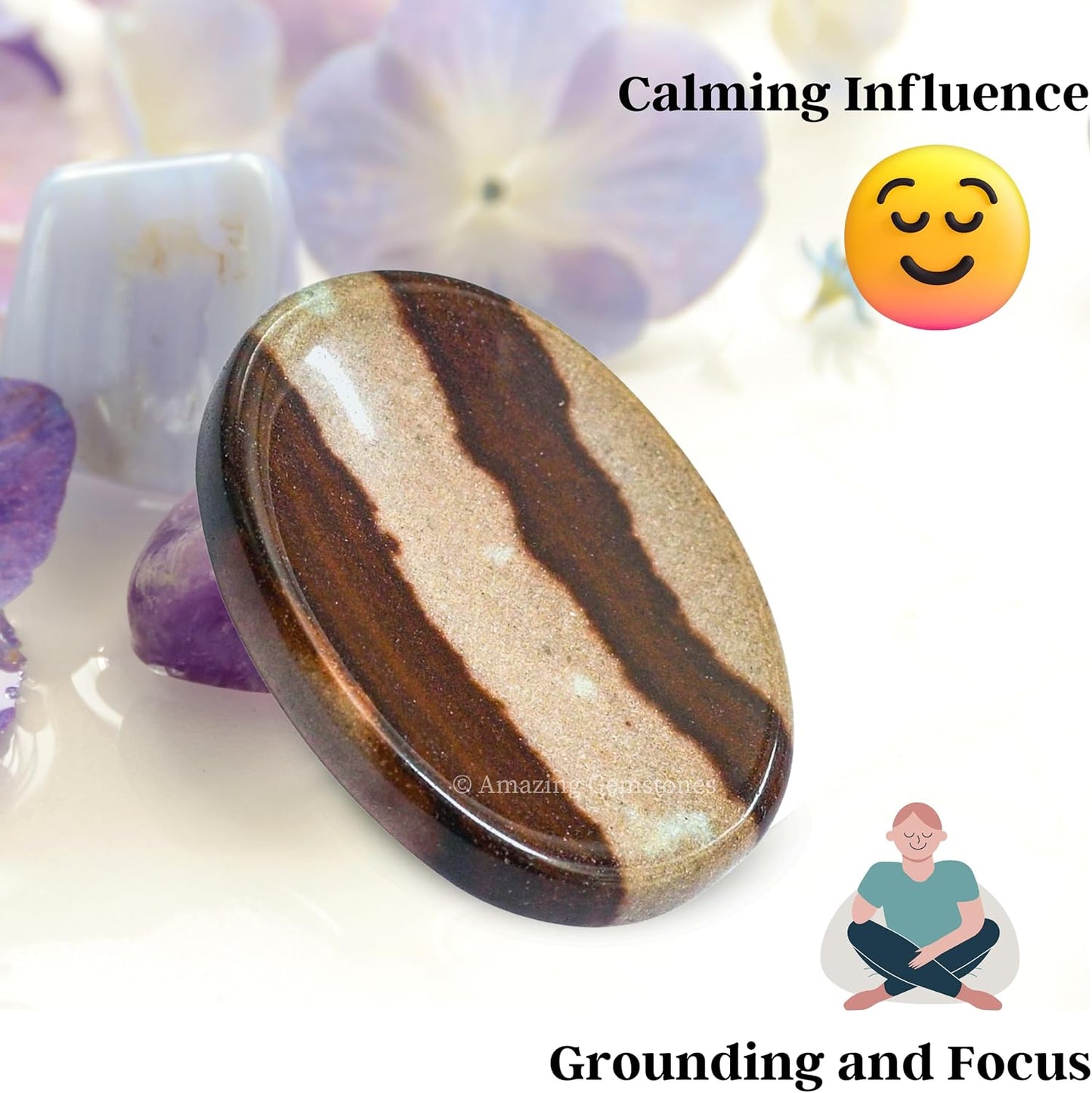 Amazing Gemstone Labradorite Thumb Worry Stone, Anxiety Stone, Healing Crystals - Piedra Crystal Fidget for Gift, Meditation, Calming, Relaxation, Stress Relief - Colors C