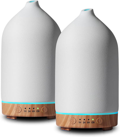 Gooamp 200ML Ceramic Essential Oil Diffuser for Home - Ultrasonic Aromatherapy Diffuser Humidifier with 7 Color LED Lights, Auto Shut-Off, 3 Timers for Bedroom, Office, Yoga, Black