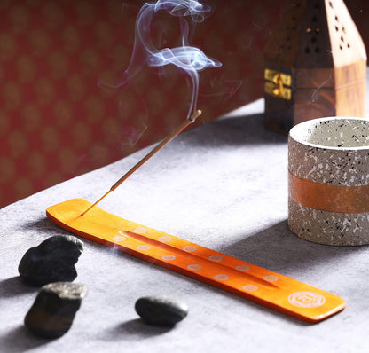 Bless-International Traditional-Handmade-Burner Wooden-Incense-Stick-Holder Ash-Catcher-Stand for-Aromatherapy-Meditation-Yoga (Incense Holder 10 inch(2 pcs))