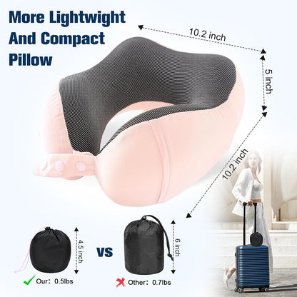 Cirorld Neck Pillow for Traveling, Travel Pillows for Airplanes,100% Pure Memory Foam Travel Neck Pillow, Adjustable Flight Pillow, Portable Plane Accessories with Eye Mask, Earplugs, Carry Bag