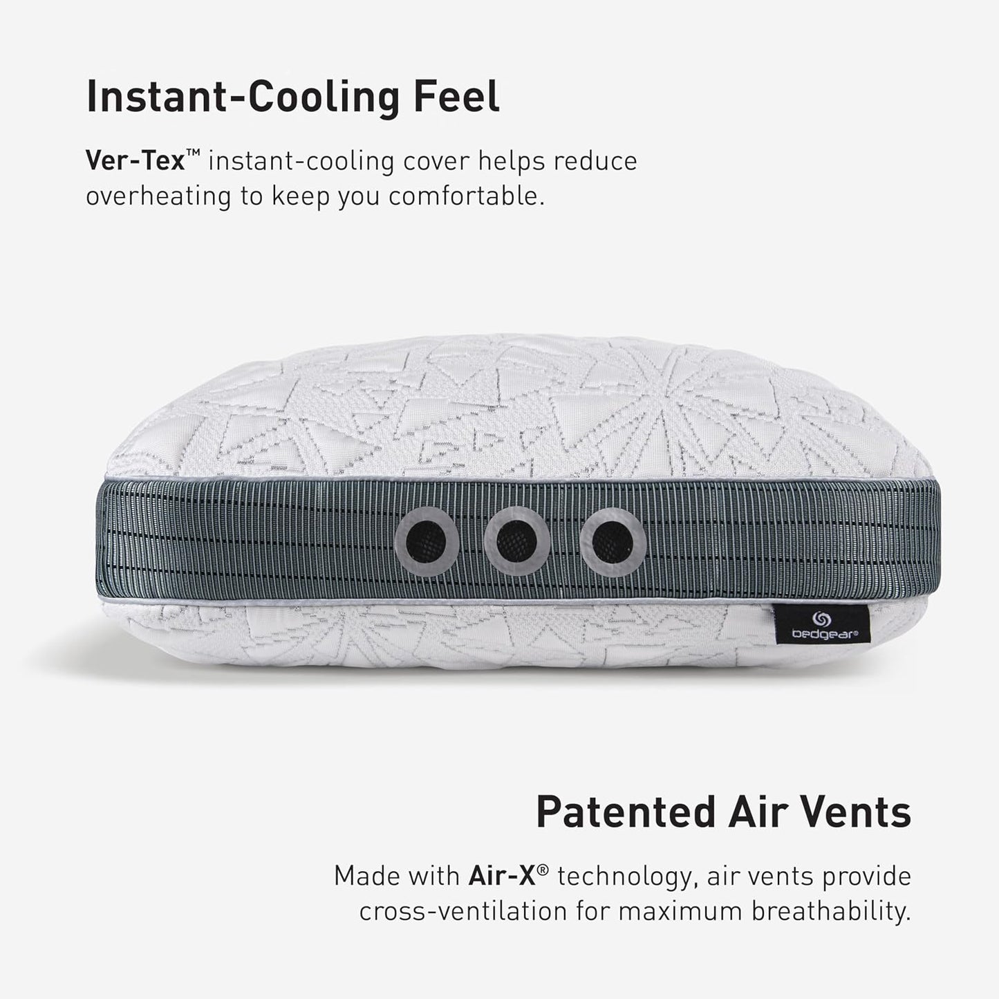 Bedgear Storm Performance Pillow, 1.0 Cooling Pillow for Side Sleepers, Medium Firm Support, Ver-Tex Cooling Cover, Air-X Mesh, Washable