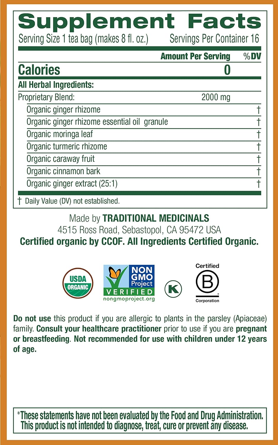 Traditional Medicinals Organic Ginger Aid Herbal Tea, Promotes Healthy Digestion, (Pack of 3) - 48 Tea Bags Total