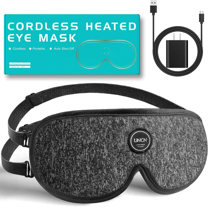 UNCN Heated Eye Mask for Dry Eyes Cordless Rechargeable 4 Temp Settings
